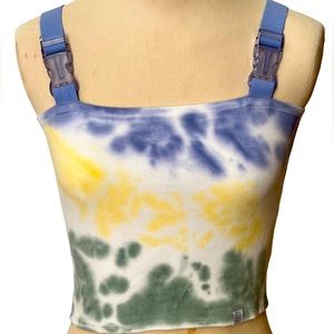 NWOT ZUMIEZ TIE-DYE CROP TOP WITH LYLESON BUCKLE STRAPS SZ SMALL